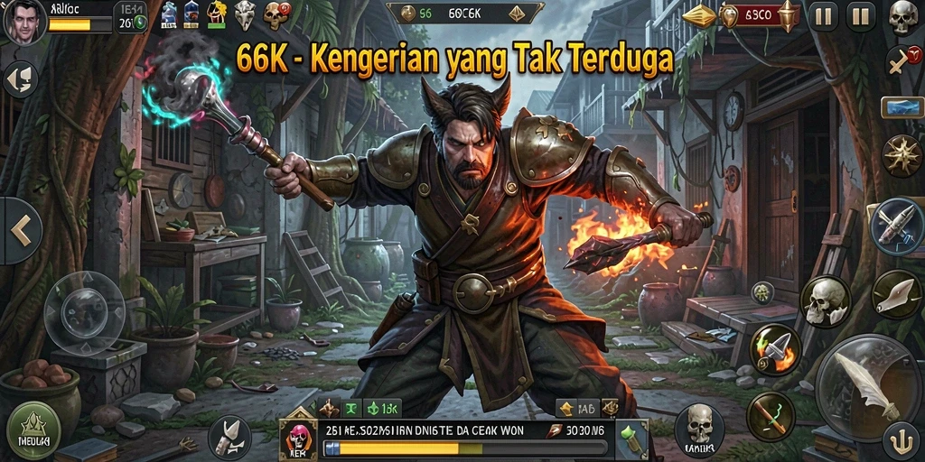 Gameplay menakutkan di 66K dengan efek suara yang mencekam.
