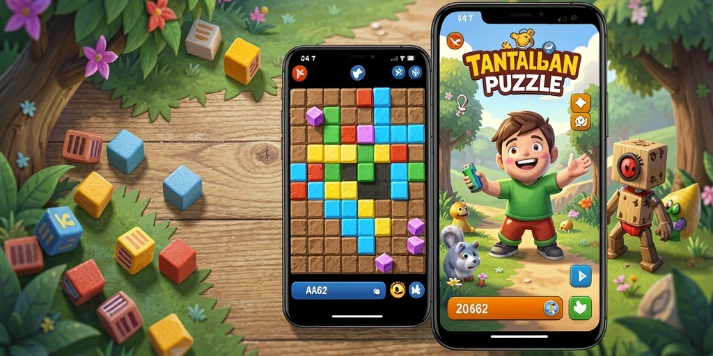 Tampilan gameplay utama AA62 yang menantang pemain dengan puzzle menarik.