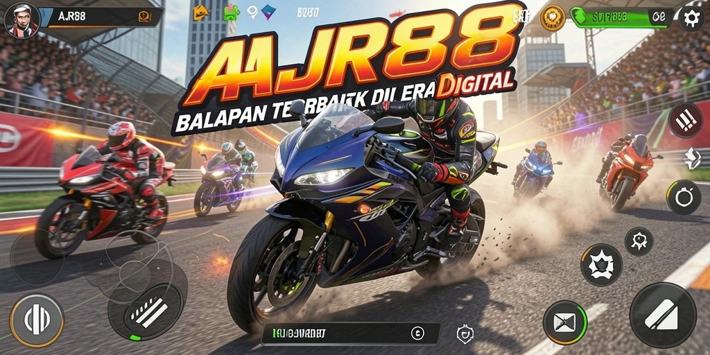 Tampilan gameplay AJR88 yang mendebarkan di lintasan balap.