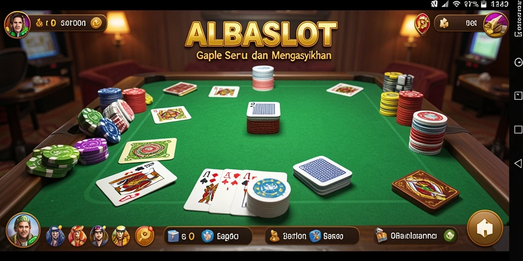 Tampilan gameplay seru dalam permainan Gaple ALBASLOT.