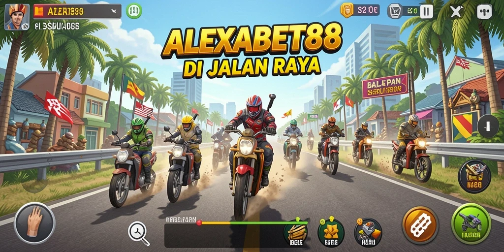 Tampilan gameplay balapan yang mendebarkan di ALEXABET88.