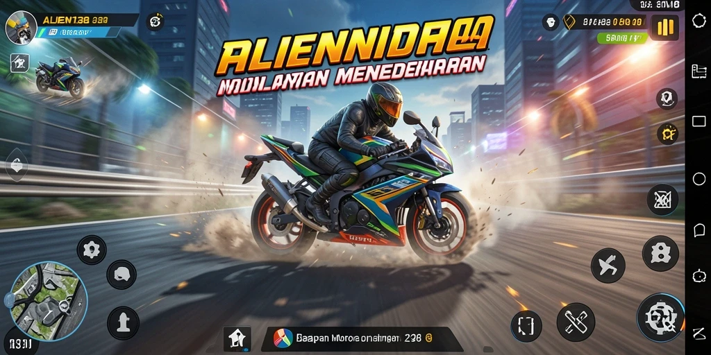 Gameplay mendebarkan dengan balapan motor yang seru.