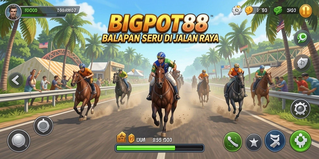 Screenshot gameplay <strong>BIGPOT88</strong> menunjukkan kecepatan tinggi dan lintasan menantang.