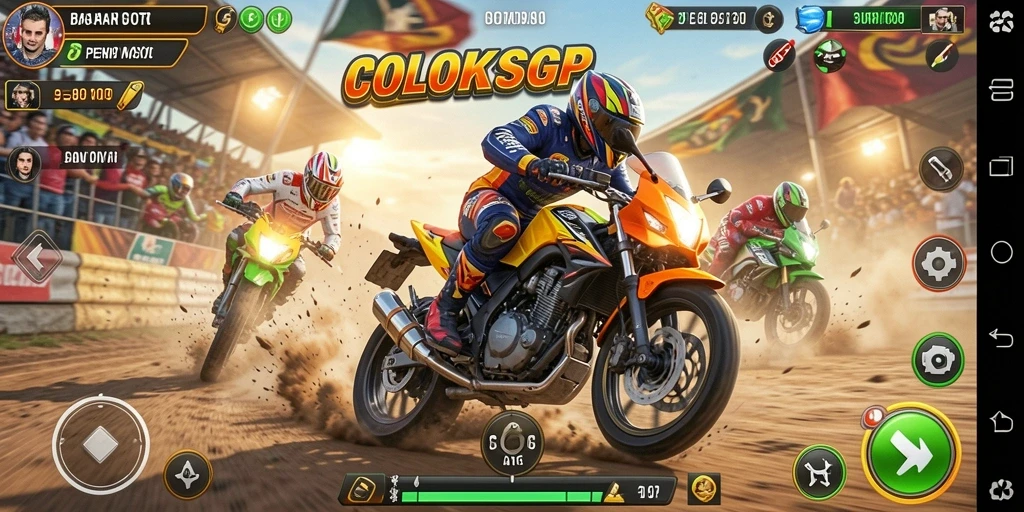 Tampilan gameplay balapan motor yang intens dan menyenangkan.