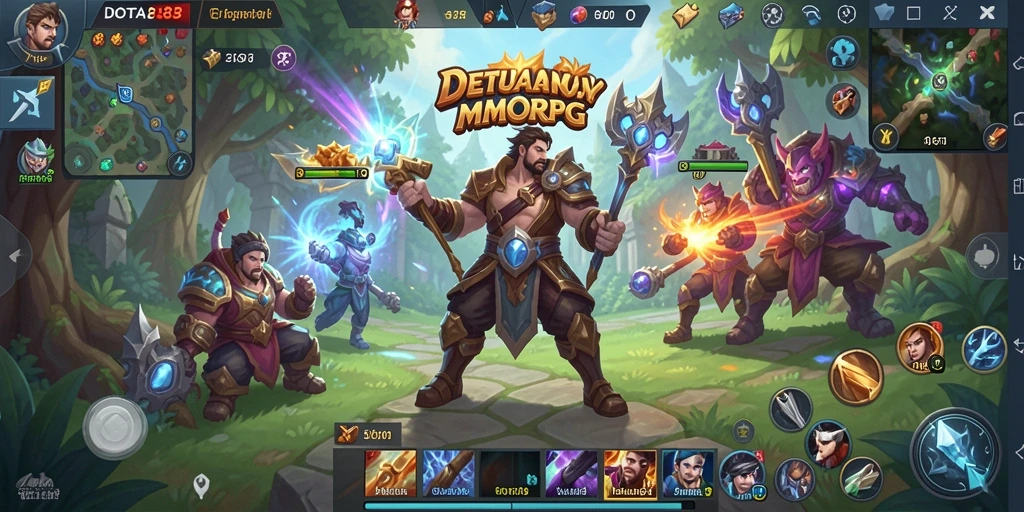 Screenshot gameplay DOTA88 yang menunjukkan pertempuran seru dan kerjasama tim.