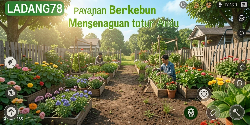 Tangkapan layar menunjukkan gameplay berkebun yang seru dan interaktif.