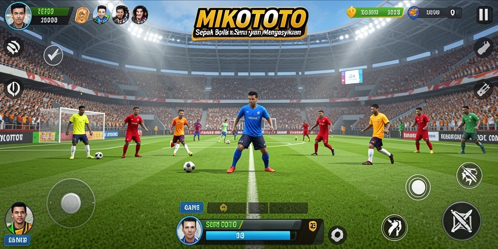 Tampilan seru dari gameplay sepak bola MIKOTOTO.