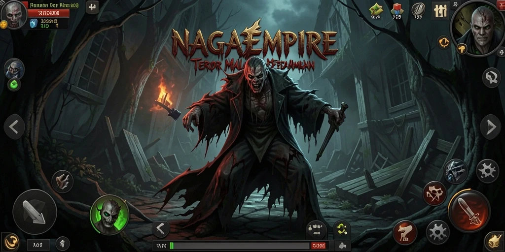 Screenshot menampilkan suasana mencekam dalam gameplay NAGAEMPIRE.