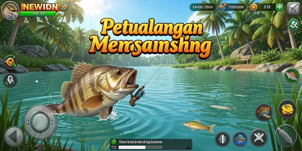 Screenshot gameplay NEWIDN dengan fitur memancing yang seru dan interaktif.
