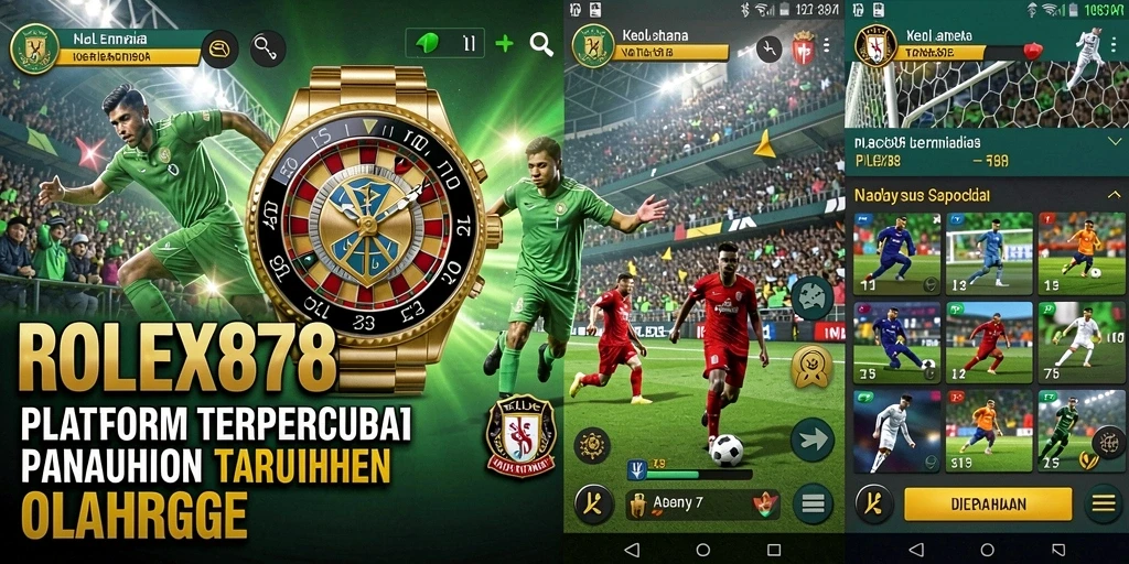 Screenshot tampilan utama aplikasi ROLEX878 dengan opsi taruhan olahraga.