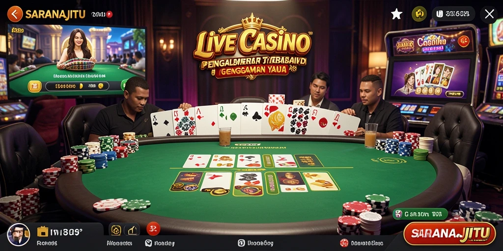 Screenshot permainan <strong>SARANAJITU</strong> menampilkan dealer langsung dan gameplay menarik.