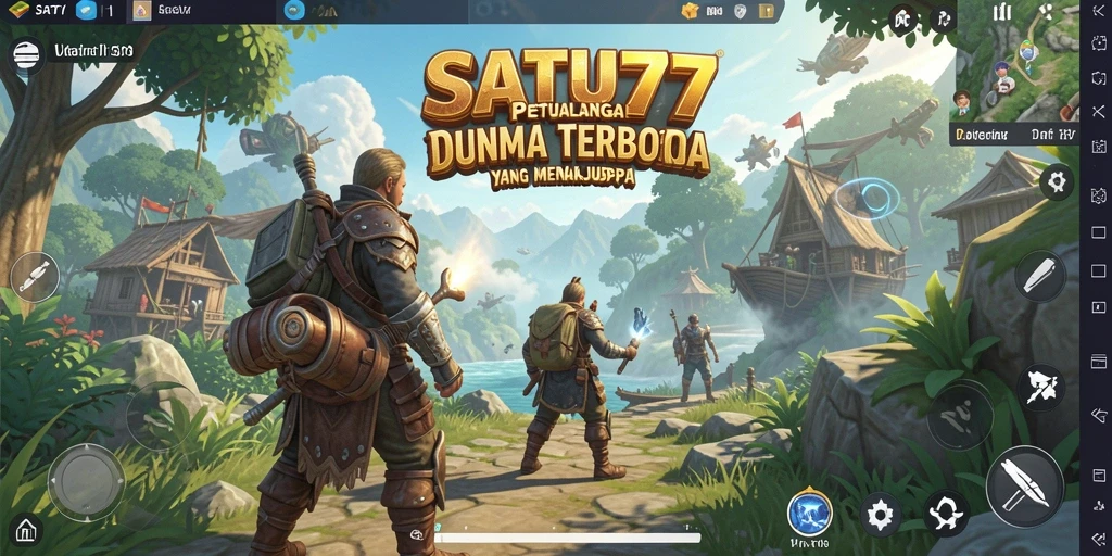 Tangkapan layar SATU77 yang menunjukkan petualangan seru dalam dunia terbuka.